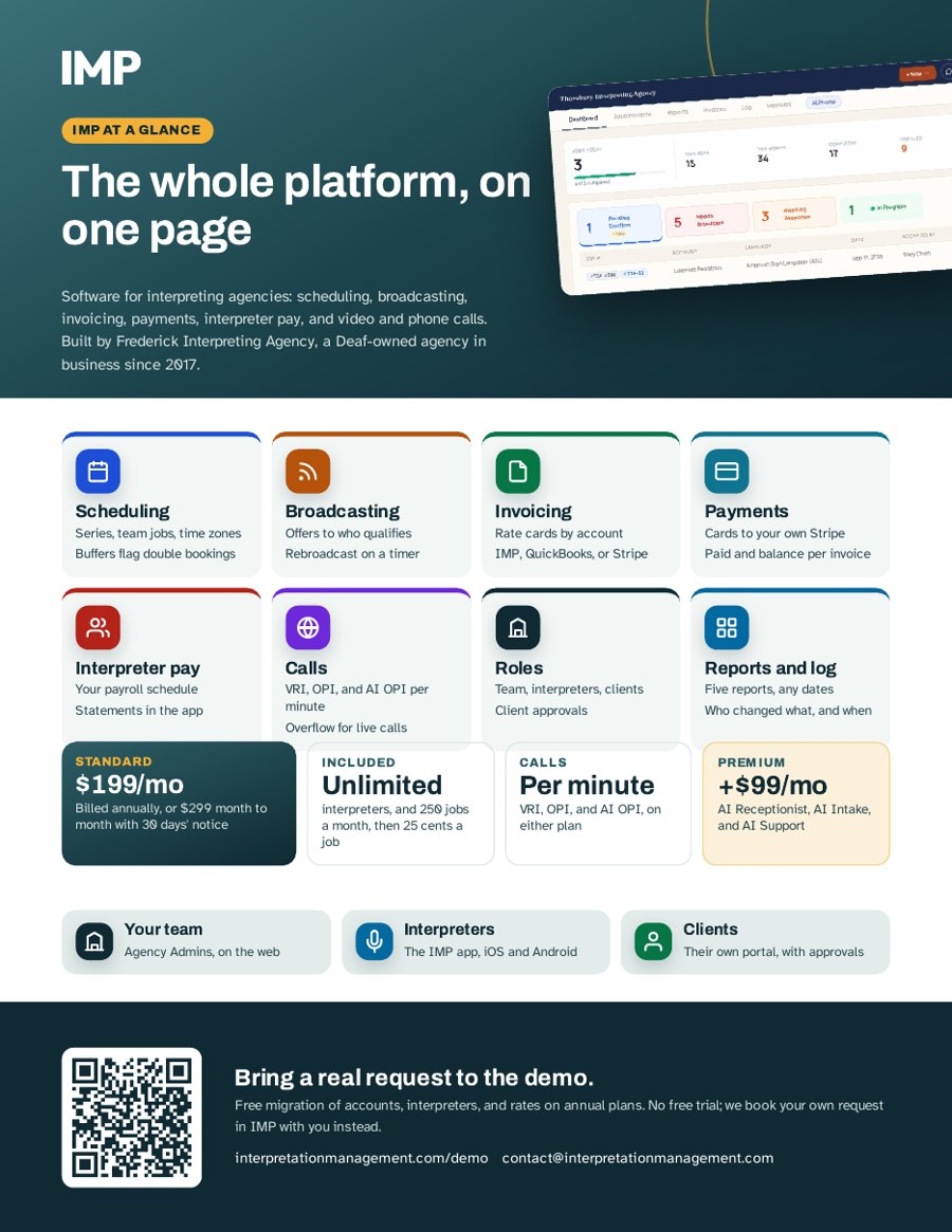 The IMP at a glance one-page PDF